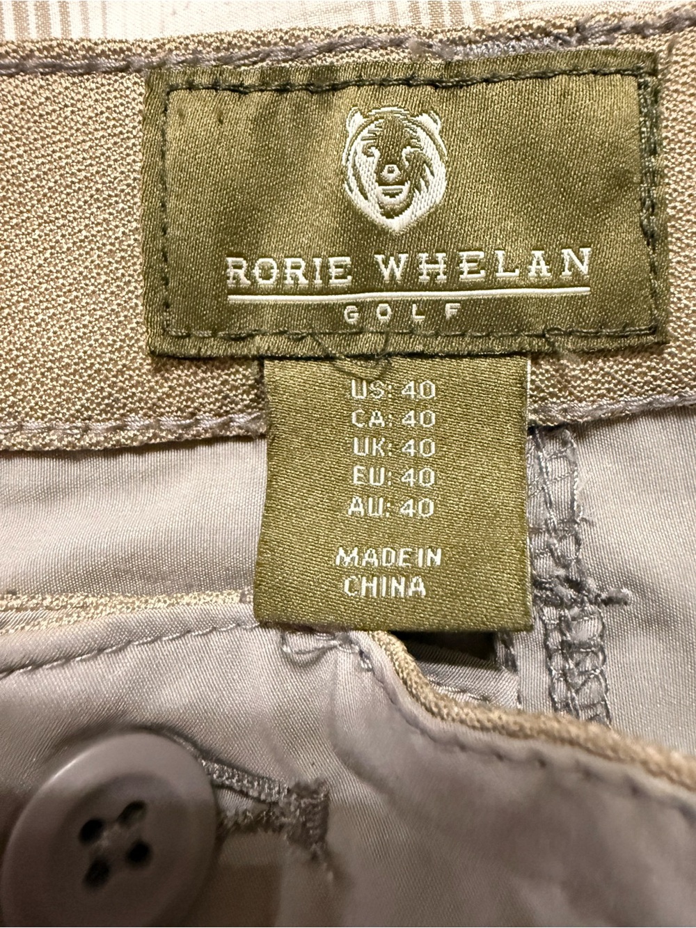 Rorie Whelan Men’s Flat Front Golf Shorts — Tan